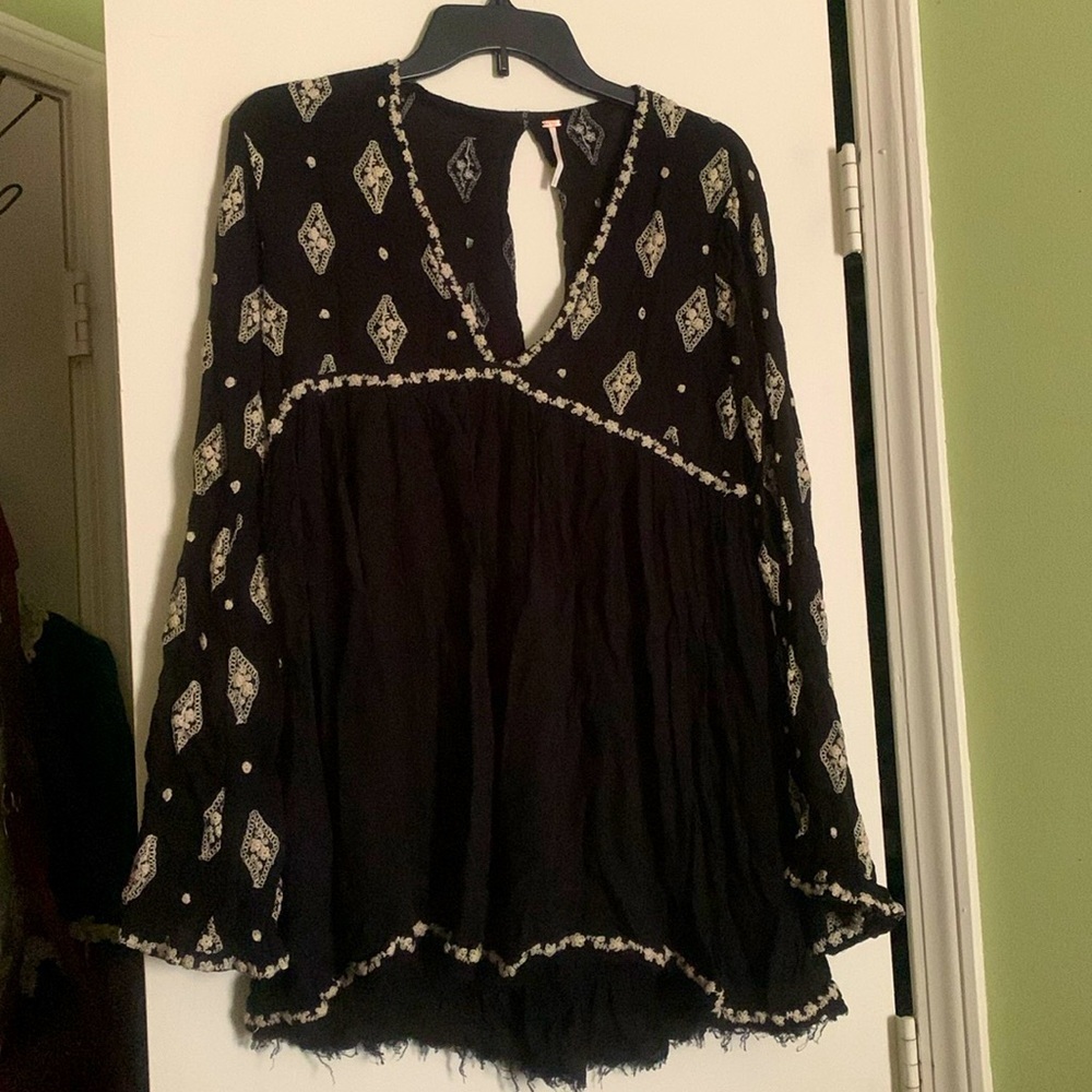 ❤️Black sz Small free people flowy top/very mini dress - Picture 1 of 6